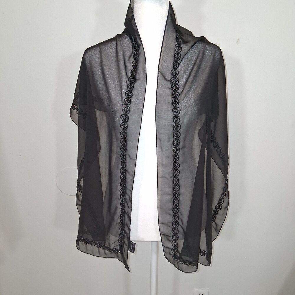 Sheer Beaded Scarf Sz OS Dark Romantic Whimsigoth Gothic Evening Formal Glam